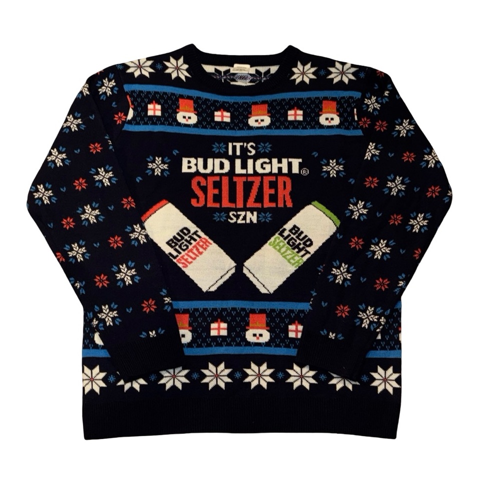 Bud Light Seltzer Holiday Christmas Ugly Sweater Extra Large XL Beer Adult Party